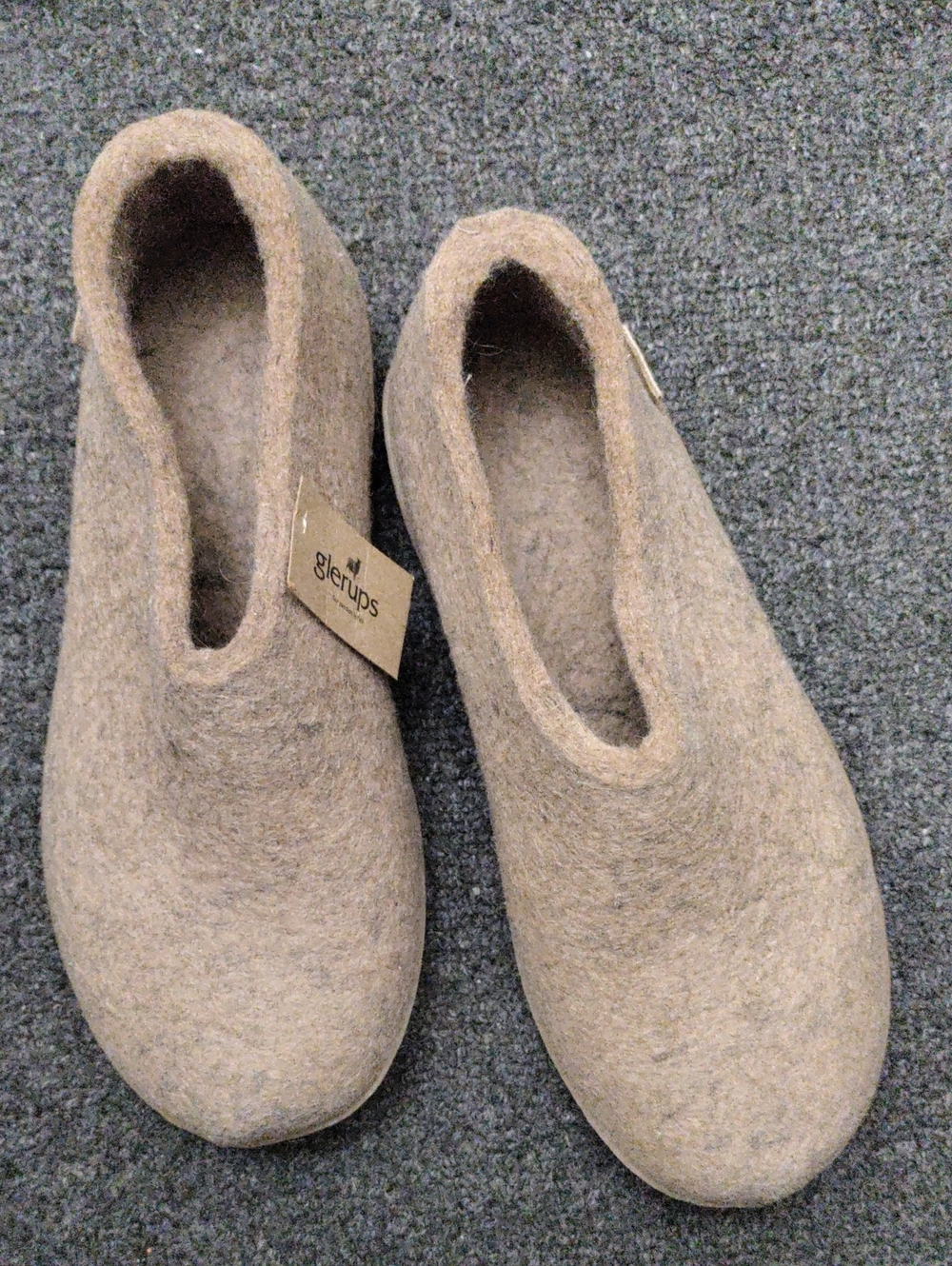 Glerups Women's Felt Slip-On Slippers in Natural Taupe